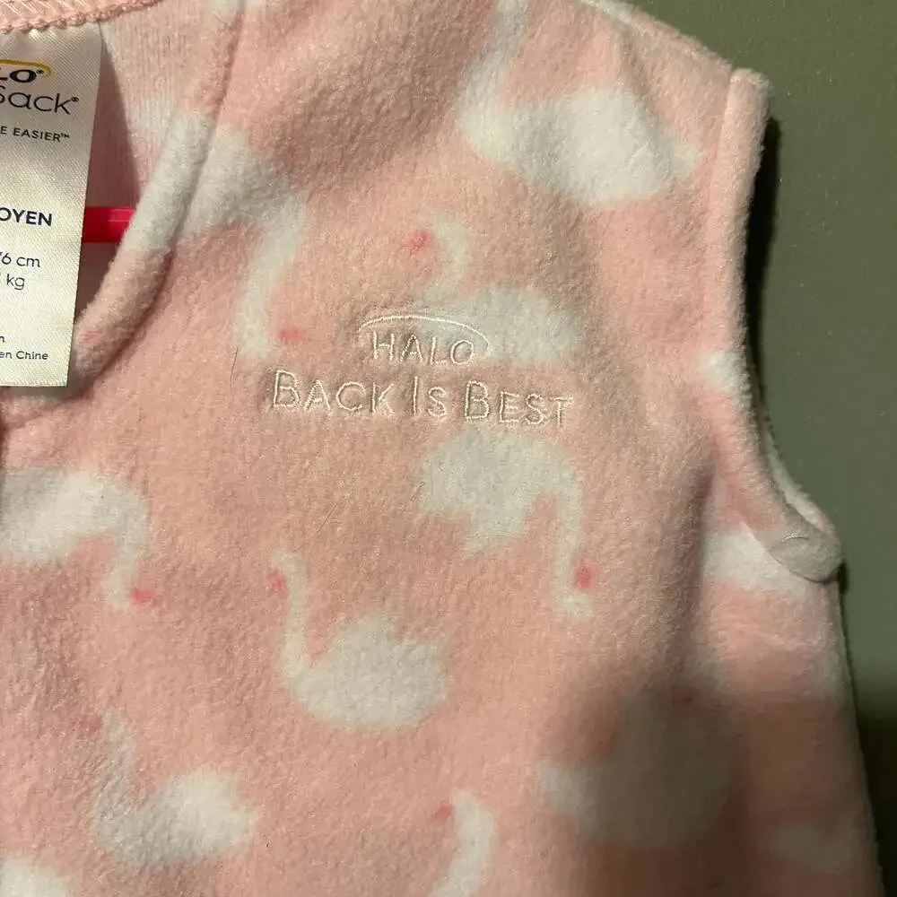 Halo Sleepsack Wearable Blanket, Pink Stars Fleece, Size Small (6-12 months)